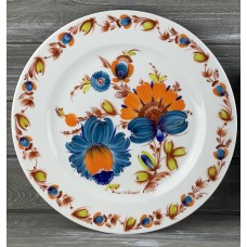 Фарфоровая тарелка с ручной росписью, Александр Опарий, петриковская роспись, размер 21, 27 см 486-3