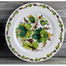 Фарфоровая тарелка с ручной росписью, Александр Опарий, петриковская роспись, размер 21, 27 см 491-3