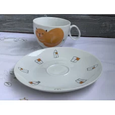 Порцеляновий набір чашка з блюдцем 1/2 Сmielow Quebek 0005 Cat